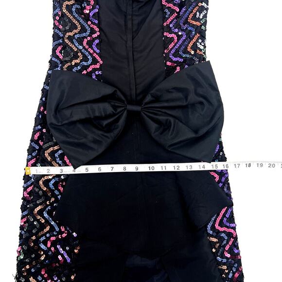 Vintage Gunne Sax Strapless Black Rainbow Sequin Minidress with Bow Size 5/6 - Picture 16 of 16